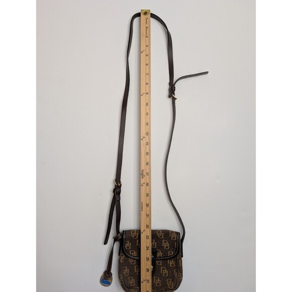 Vtg Dooney & Bourke Brown Monogram Coated Canvas DB Logo Crossbody Mini Bag - Picture 5 of 8